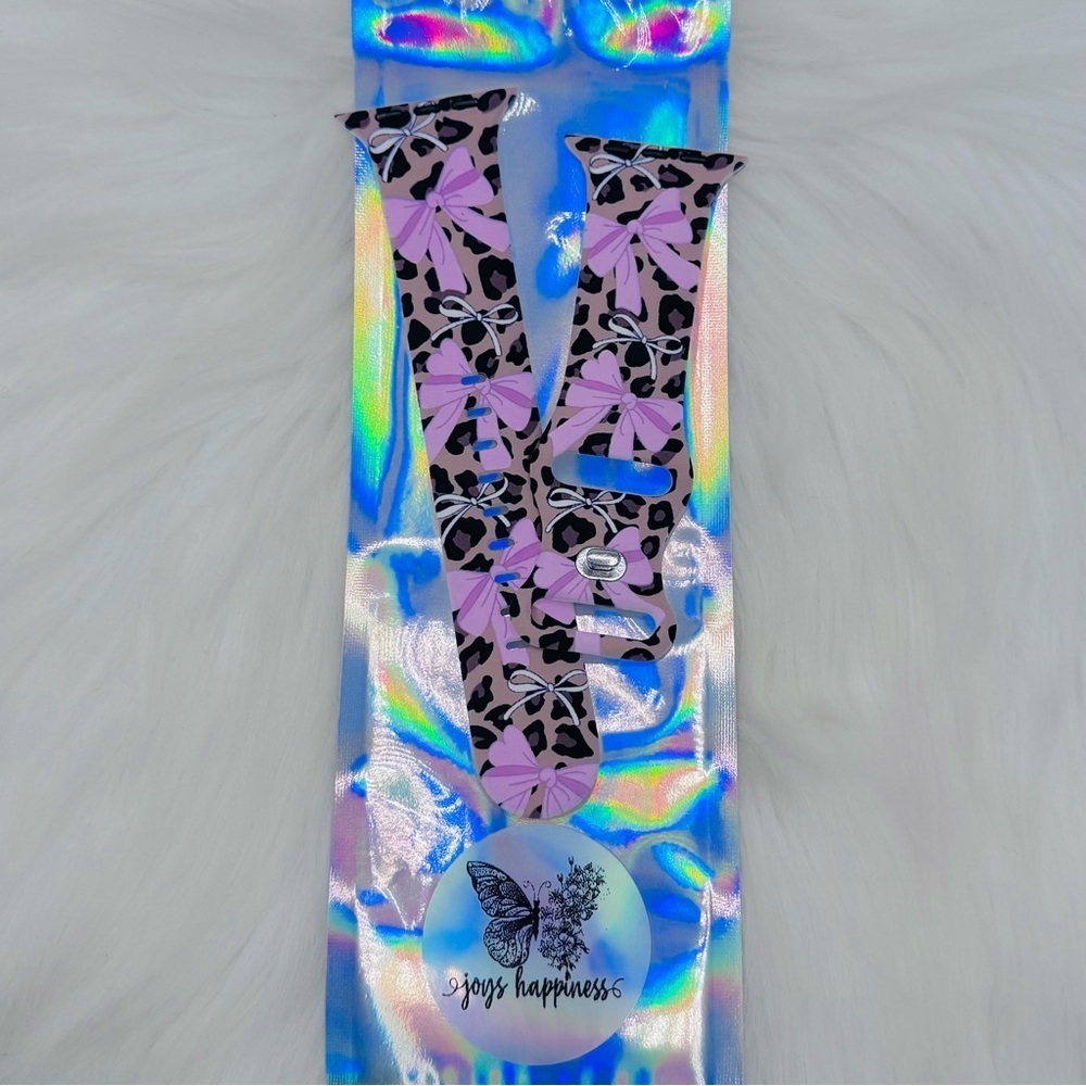New Pink Bow & Leopard Watch Band For Apple Watch  38mm / 40mm / 41mm
